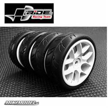 Ride 1/10 Slick Tires Precut 24mm Pre-glued with 10 Spoke Wheel