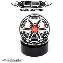 2.2 Aluminum CNC 6 Spoke Beadlock Wheel w/Wheel Hub 2pcs Black