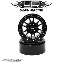 2.2 Aluminum CNC 12 Spoke Beadlock Wheel w/Wheel Hub 2pcs Black