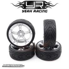 Spec T MS Wheel Offset 3 Silver w/Tire 4pcs For 1/10 T