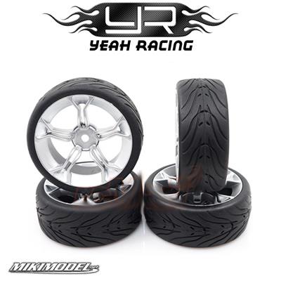 Spec T MS Wheel Offset 3 Silver w/Tire 4pcs For 1/10 T