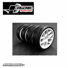 Ride 1/10 Belted Tires 24mm Pre-glued with 10 Spoke Wheel WHITE